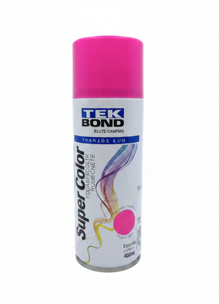 TEK BOND Super Color spray rosa fluorescente – pintura en aerosol alta visibilidad – acabado brillante intenso – uso en manualidades, señalización y superficies decorativas

