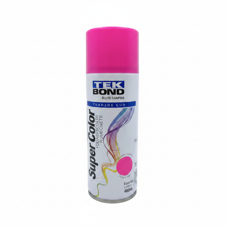 TEK BOND Super Color spray rosa fluorescente – pintura en aerosol alta visibilidad – acabado brillante intenso – uso en manualidades, señalización y superficies decorativas

