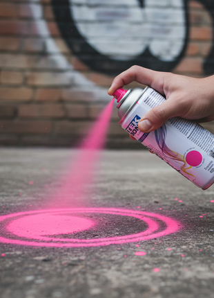 TEK BOND Super Color rosa fluorescente en uso – aerosol aplicado a mano – pintura vibrante de secado rápido – ideal para proyectos creativos y decoración

