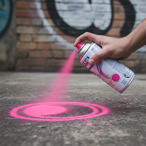TEK BOND Super Color rosa fluorescente en uso – aerosol aplicado a mano – pintura vibrante de secado rápido – ideal para proyectos creativos y decoración

