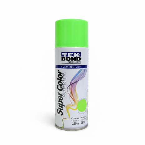 TEKBOND Super Color spray verde fluorescente – pintura en aerosol de alta cobertura – acabado brillante intenso – uso en manualidades y superficies

