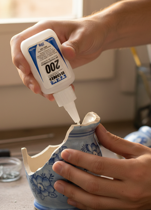 Tekbond 200 cianocrilato aplicado en reparación de cerámica y plástico – pegamento instantáneo multiusos de alta resistencia – Envíos express
