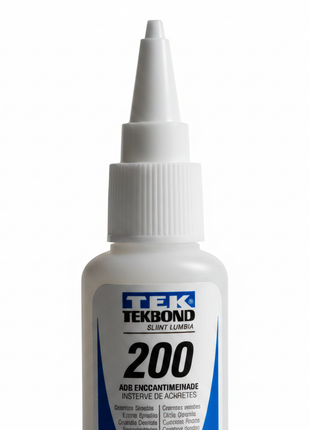 Tekbond 200 punta de precisión cianocrilato – detalle de boquilla y etiqueta – adhesivo instantáneo profesional 20g – Envíos express