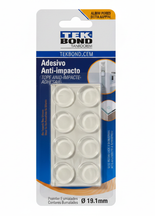 Tekbond topes anti impacto adhesivos 19.1mm – bumpers blancos autoadhesivos – protección de muebles y puertas – Envíos express

