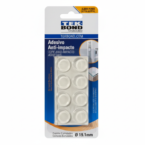 Tekbond topes anti impacto adhesivos 19.1mm – bumpers blancos autoadhesivos – protección de muebles y puertas – Envíos express

