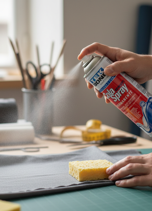 Tekbond Cola Spray Permanente aplicado en tela y espuma – adhesivo aerosol de cobertura uniforme y fijación duradera – Envíos express

