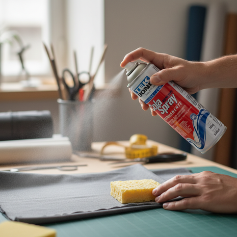 Tekbond Cola Spray Permanente aplicado en tela y espuma – adhesivo aerosol de cobertura uniforme y fijación duradera – Envíos express

