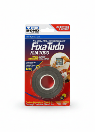 Tekbond Fixa Tudo cinta doble cara gris – fijación extra fuerte – sin clavos ni tornillos – ideal para hogar y oficina

