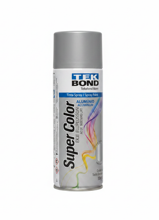 Tekbond Super Color pintura en aerosol color aluminio – acabado metálico duradero para metal, madera y plástico – Envíos express

