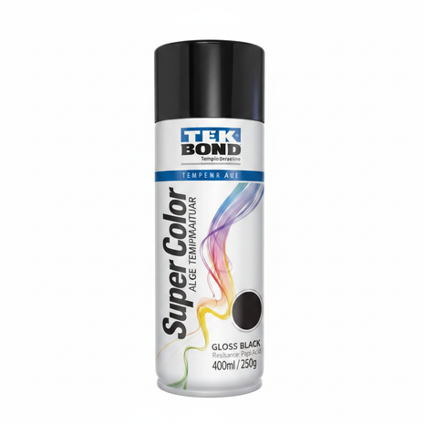 Tekbond Super Color pintura aerosol negro brillante alta temperatura – acabado gloss resistente al calor para motores y escapes – Envíos express

