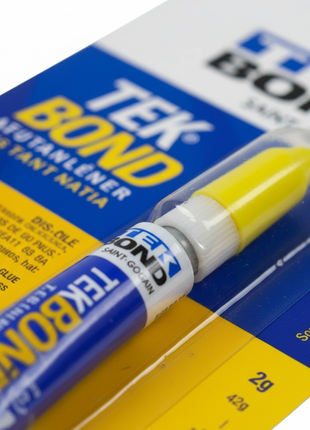 Tekbond Super Glue punta de precisión – detalle de boquilla y etiqueta – adhesivo cianocrilato instantáneo profesional – Envíos express