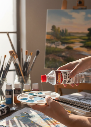 Thinner acrílico X-2 Lanco 500ml en uso – dilución de pintura acrílica en taller – rendimiento profesional