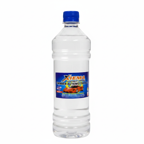 Thinner Xiema 1L en uso – dilución y limpieza de brochas en taller – disolvente profesional

