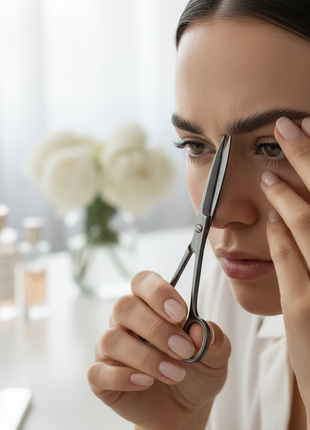BESI tijera ceja punta redonda grooming precisión rutina belleza profesional