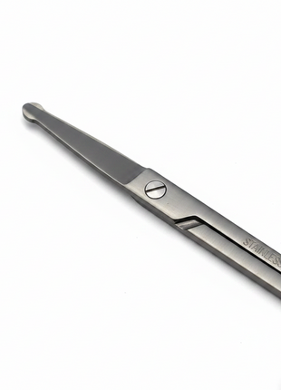 BESI tijera ceja punta redonda acero inoxidable gunmetal textura metal premium belleza