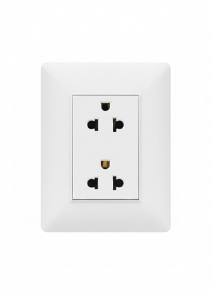 Tomacorriente doble universal blanco – enchufes de pared para clavija plana y redonda – instalación empotrada

