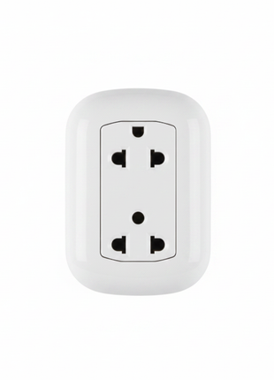 Tomacorriente doble universal Opalux – enchufes para clavija plana y redonda – instalación empotrada para hogar


