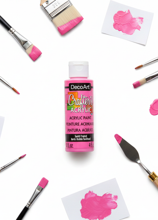 Frasco pintura acrílica fucsia 118ml DecoArt, fórmula base agua lavable para madera, tela y lienzo

