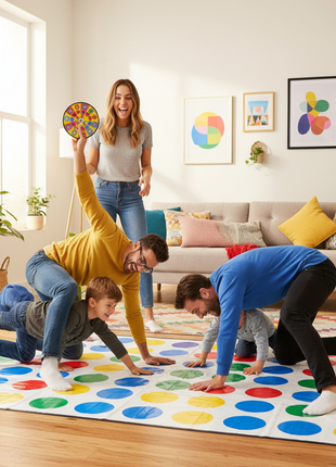 Twister Hasbro juego fiesta familiar posiciones divertidas equilibrio y risas en grupo