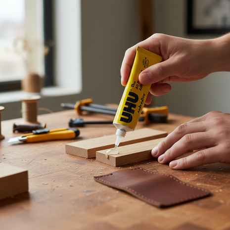 UHU All Purpose Adhesive 20ml – aplicación en proyectos de madera y cuero – pegamento flexible y resistente para múltiples materiales

