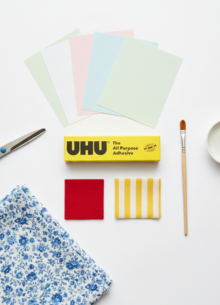 UHU All Purpose Adhesive – pegamento multiusos con accesorios de manualidades – ideal para papel, tela, cuero y proyectos creativos


