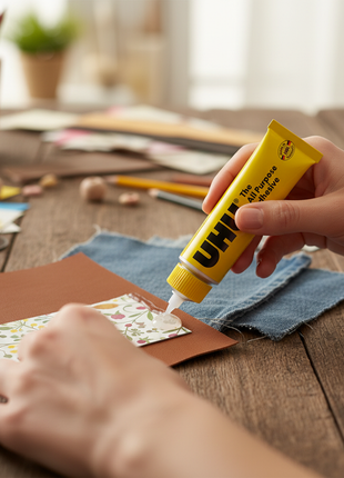 UHU All Purpose Adhesive – aplicación en manualidades y encuadernación – pegamento flexible y resistente para múltiples materiales

