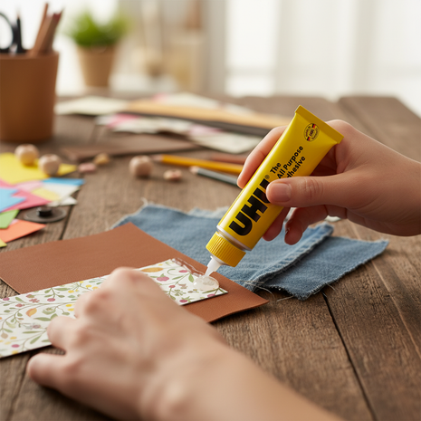 UHU All Purpose Adhesive – aplicación en manualidades y encuadernación – pegamento flexible y resistente para múltiples materiales

