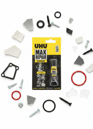 UHU Max Repair Power 8g con materiales compatibles – adhesivo extra fuerte para cerámica, goma, metal y plástico – Envíos express

