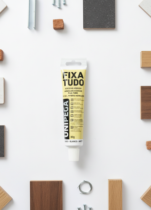 Unipega Fixa Tudo con materiales de construcción – adhesivo multiusos para cerámica, madera y metal – Envíos express

