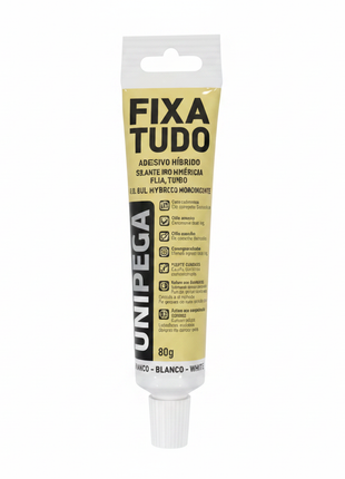 Unipega Fixa Tudo adhesivo híbrido multiusos 80g – pega cerámica, madera, metal y plástico sin necesidad de clavar – Envíos express



