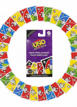 UNO Add-On Pack rodeado de cartas