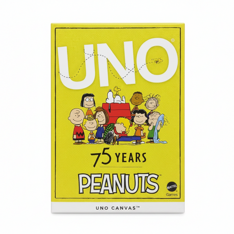 UNO Canvas Peanuts 75 Years edición especial Mattel juego cartas coleccionable familia