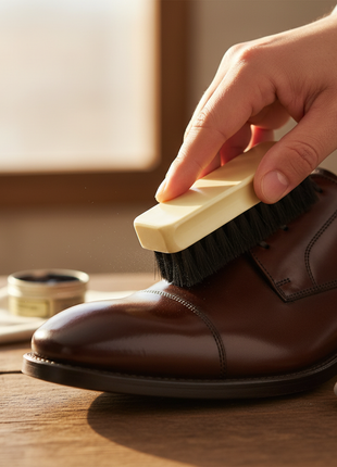 Uso de la escobilla para zapatos