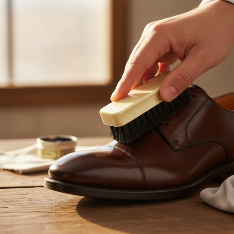 Uso de la escobilla para zapatos