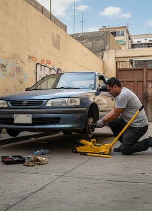 Uso gata hidráulica para el carro