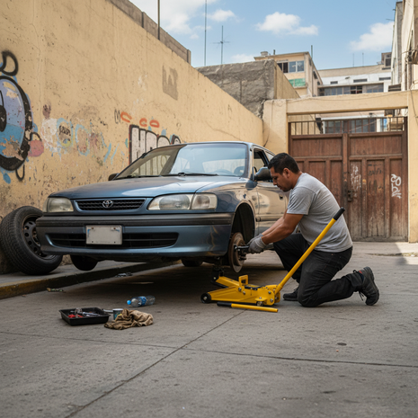 Uso gata hidráulica para el carro