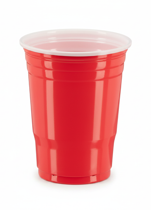 Vaso rojo con tapa blanca fondo blanco mejorado
