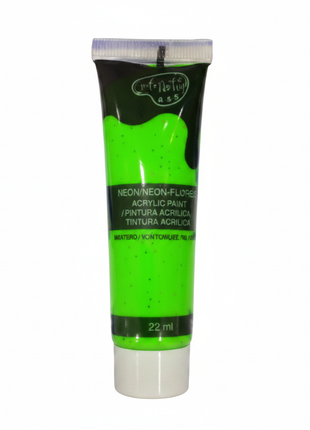 Pintura acrílica neón verde 22ml tubo Acrilex color fluorescente intenso para manualidades y bellas artes Perú

