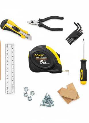 Gonti Two Lock wincha 5M – herramienta de medición profesional – cinta de acero graduada – uso construcción y carpintería

