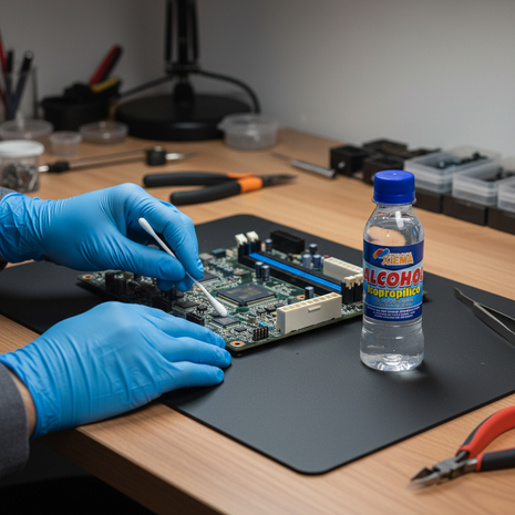 Xiema alcohol isopropílico 250ml – aplicación con algodón en componentes electrónicos – limpieza precisa

