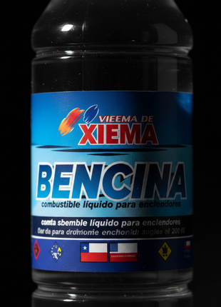 Xiema bencina blanca 500ml – detalle tapa azul y etiqueta – solvente alta pureza formato práctico

