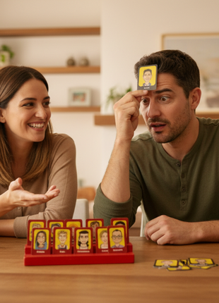 ¿Quién Soy? Who Am I? - adultos jugando en casa, diversión y risas adivinando personajes en familia